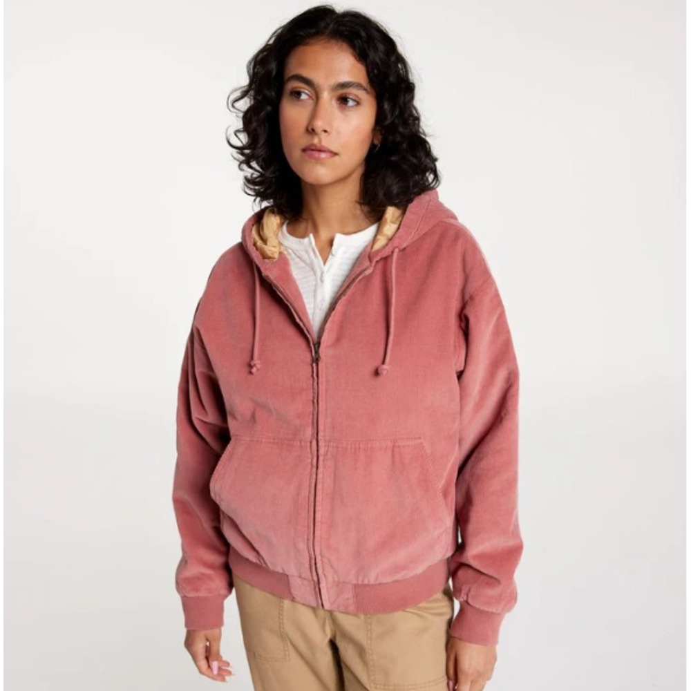 NWT Alpine Design Corduroy Hooded Full Zip Jacket Womens‎ XS Sedona Clay Quilted